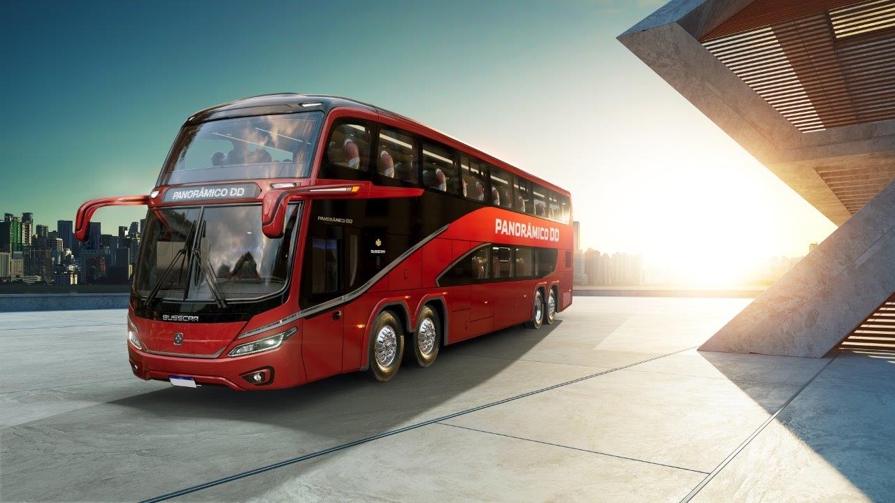 De olho no aquecimento do turismo, Busscar lança ônibus Panorâmico DD