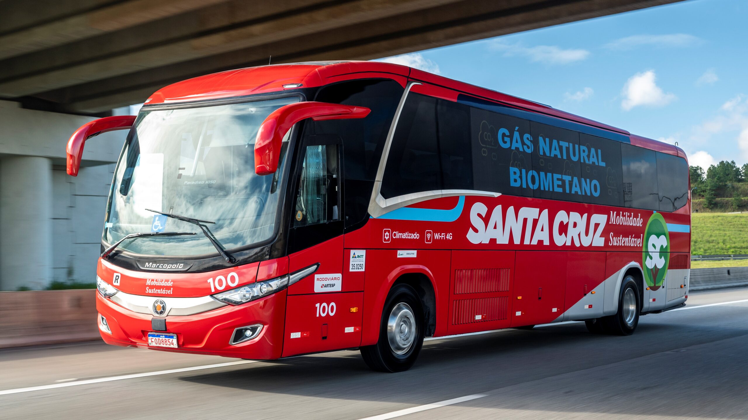 Viação Santa Cruz, Scania, Marcopolo, biometano, ônibus a gás